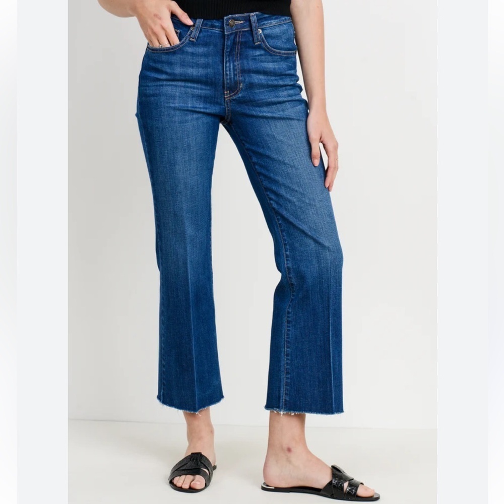 * LTJ Bambino Cropped Crease Blue Denim Jeans Size 27 Raw Hem